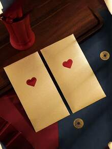 18pcs/12pcs/6pcs Elegant Red & Gold Envelopes, Red Envelopes Printed With Gold Patterns, Chinese New Year Red Envelopes Designed With Gold Foil, 6.6x3.5 Inches, With Matte Gold Heart Patterns, Suitable For Chinese New Year, Valentine's Day, Spring Festival, Ideal For New Year Gifts, Birthday Gifts, Birthdays And Parties