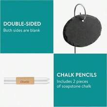 Marcadores de pizarra para plantas - Set de 10x Carteles de pizarra ovalada con 10x estaca y 2x Tiza - Etiquetas ovaladas de 10x para huerto semilleros - 10x ovalados - Ver 4