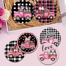 4pcs/6pcs/300pcs Valentine's Day Dwarf And Heart-Shaped Flower Pattern Coffee Coasters For Cars, Coffee Coasters, Multi-Occasion Decorations For Homes And Restaurants, Daily Gifts, Table Decorations, Daily Decorations, Theme Party Decorations - Multicolor - View 1