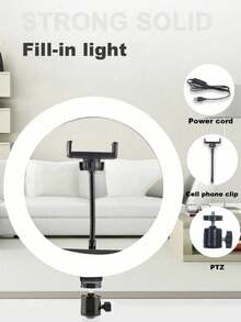 10英寸环形灯，带独立支架，LED自拍环形灯，适用于 15/14/13/12/11 Pro Max、S24/S23/S22/S21/S20 FE Ultra Plus以及大多数智能手机，用于摄影、化妆、在线会议、直播等场景。适用于摄影、视频录制、直播、Zoom会议、Vlog等。带支架，可用于摄影、视频录制、直播、会议室、Vlog、自拍、手机补光灯、环形灯等。 - 彩色 - 查看 6