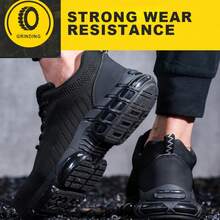 Black Steel Toe Safety Shoes For Men Women ,Comfortable Breathable Safety Shoes For Men ,Lightweight Steel Toe Shoes Women ,Construction Working Boots,Non Slip Work Shoes.Puncture Proof Tread Sneakers.Puncture-Proof & Smash-Resistant Breathable And Comfortable Work Shoes Fashionable All-Season Shoes For Warehouse, Outdoor, Restaurant, Delivery & Training Use Breathable, Soft, Suitable For All Seasons, Work & Sports Cushioned Insole Reinforced Sole Security Protective Shoes Men Indestructible Outdoor Security Boots Construction Working Boots (For Women, This Size Is Slightly Larger, Please Choose Size 1.5 Smaller!) - 黑色 - 查看 6