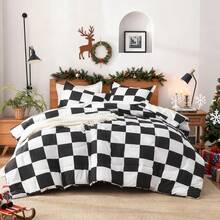 Checkered Comforter Twin (66x90Inch), Black White Plaid Gingham Bed Set, Lightweight Microfiber Geometric Preppy Bedding, 2 Pieces, Bedding F2BF - 13 - Gingham - Xanh dương - Xem 10