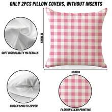 Pink Checkered Pillow Covers 18x18 Pack Of 2, Classic Plaid Gingham Throw Pillow Covers, Pillow Covers For Office Living Room Farmhouse Bed Sofa Couch Decor, Aesthetic Cushion Covers Pillow Cases,Pinkwhiteplaid05 - 粉紅白格子05 - 查看 3