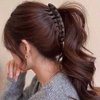 2pcs Matte Banana Hair Clips, Suitable For High Ponytail, Non-Slip Shark Teeth Design, Versatile Daily Wear, 2025 New Large Size Textured High Ponytail Hair Clips For Women