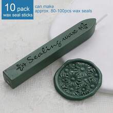Olive Green Wax Seal Sticks - 10pcs Vintage Sealing Wax Sticks With Wicks For Wedding Invitation Craft Gift Wrapping Ideas,OliveGreen - 橄欖綠 - 查看 3