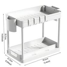 1pc Sliding Mechanism Shelving Unit, Portable Collection Rack, Multi-Use Storage Rack, For Vanity Occupants White/Black Accessory Categorized Shelf, Sliding Drawer Unit, Convenient Item Organizer - White-2Pc - 查看 3