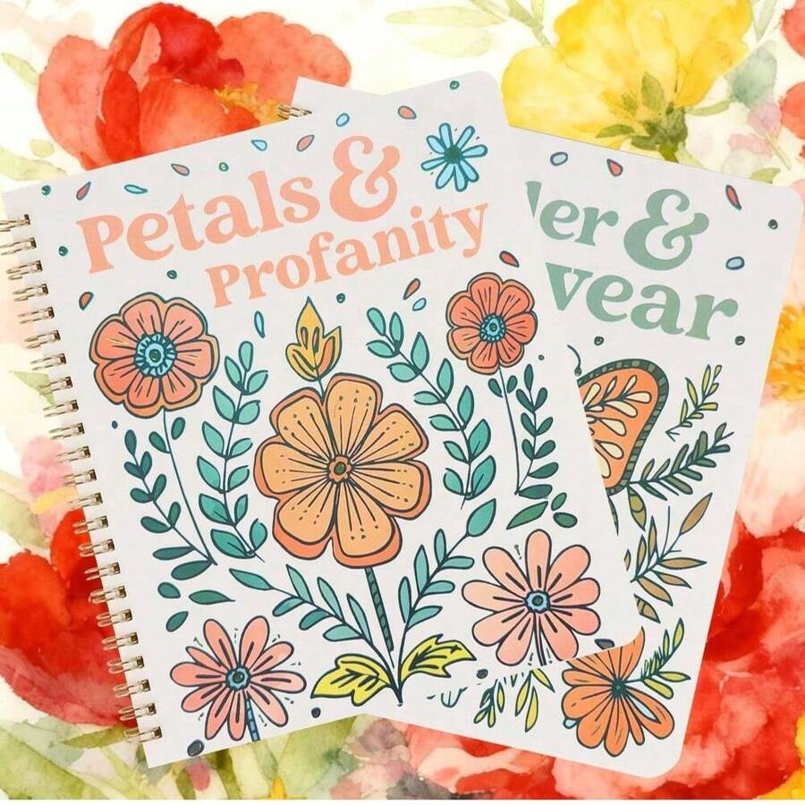 1 pieza Hermoso libro de acuarelas para adultos para relajación - Libros para colorear con palabras malsonantes divertidas y diseños florales para muchas risas - El regalo perfecto para aliviar el estrés en Navidad - Multicolor - Ver 1