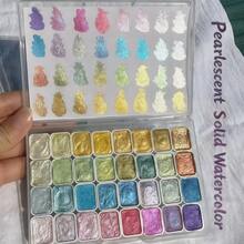 32 Colors Metallic Watercolor Paint Set, Portable & Lightweight, High Pigment Density, Starry Tone, Ideal For Artists And Professionals, Suitable For Painting, Sketching, DIY Crafts, And Holiday Gifts