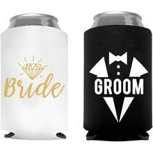 2件套新郎新娘罐套，婚礼派对装饰，新娘送礼会用品，准新娘 - 彩色 - 查看 7