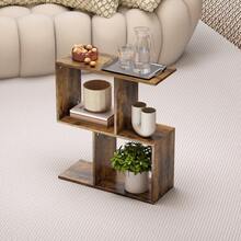 HOMCOM S-Shaped Side Table, 3-Tier Narrow End Table With Storage Shelves, Modern Nightstand For Living Room, Bedroom, 50W X 19.5D X 58H Cm - 棕色 - 查看 7