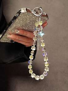 奢华水晶串珠手链、腕带、手机壳挂件、钥匙扣、包包吊坠，随机金色或银色流苏吊坠 - 彩色 - 查看 9