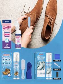 jakehoe 绒面革清洁剂/绒面革及绒面革皮革清洁剂 - 一款清洁和护理绒面革及哑光皮革的溶液，适用于清洁针织绒面革、哑光皮革以及各种材质的皮革和帆布鞋。它能深层去除绒面革、织物和亚麻鞋上的污垢、污渍和水渍。是馈赠亲朋好友的完美之选，内含刷子和抹布，随机发货，全新或二手均有。 - 彩色 - 查看 3