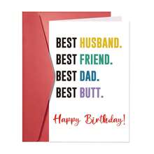 Funny Birthday Card For Husband - Hilarious Valentine's Day Card From Wife | Best Husband, Best Friend, Best Dad, Best Butt | Fun & Heartwarming Birthday Card-1PC - Multicolor - View 1