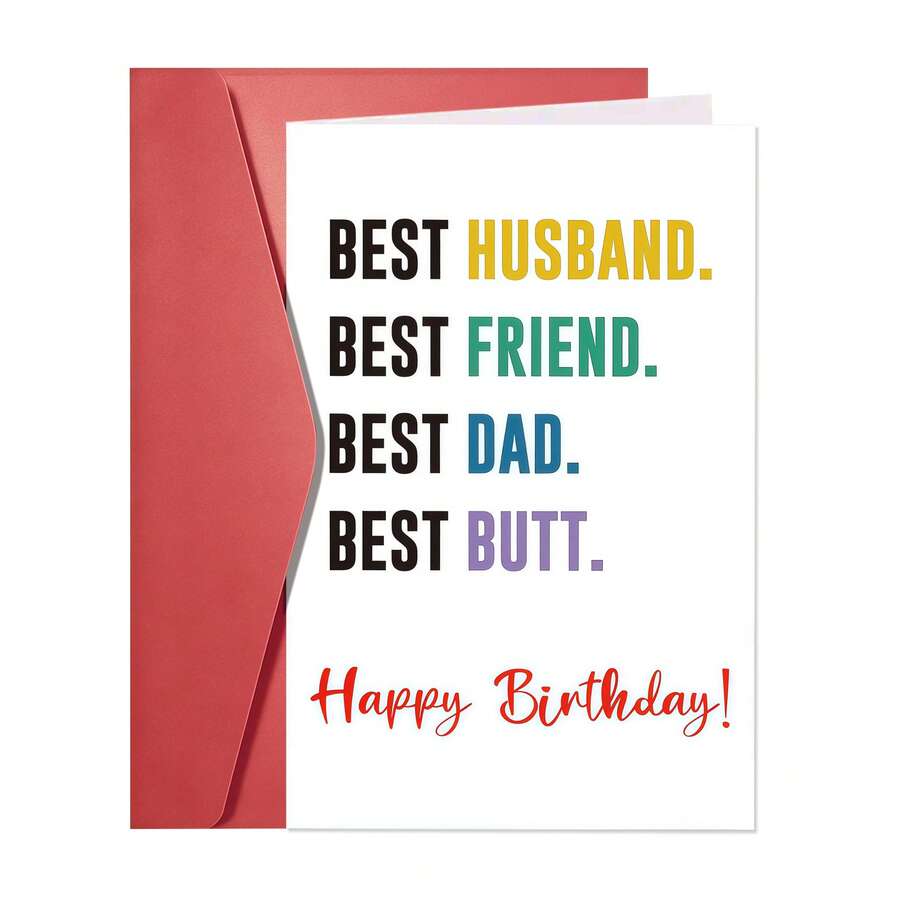 Funny Birthday Card For Husband - Hilarious Valentine's Day Card From Wife | Best Husband, Best Friend, Best Dad, Best Butt | Fun & Heartwarming Birthday Card-1PC - Multicolor - View 1