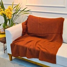 Knitted Blanket Sofa Armchair 150x100cm Siena Decor Living Room - 金琥珀 - 查看 1