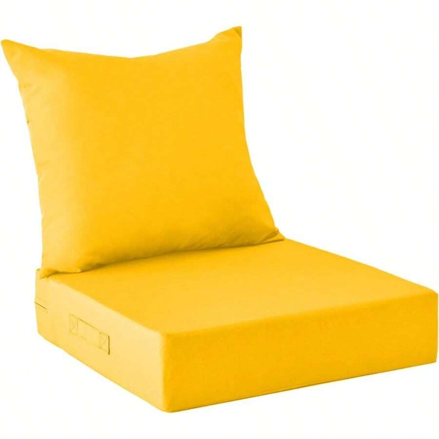 Outdoor Cushions Patio Furniture, Outdoor Cushion Set 24x 24x 5.75 Inch, Waterproof Fade Resistant Outdoor Chair Cushions, Deep Patio Chair Cushion With Removable Cover, Navy Blue - 黃 + 24*24+4/24*20" - 查看 1