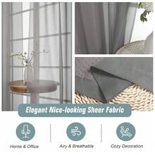 Grey Sheer Curtains For Window 96 Inches Long 2 Panels, Light Filtering Voile Sheer Curtains For Living Room Bedroom, Dual Rod Pocket Elegant Window Drapes, Charcoal Grey, 2x42Wx96L Inches,42inchWx96inchL(Packof2),CharcoalGrey - 炭灰色 - 查看 5