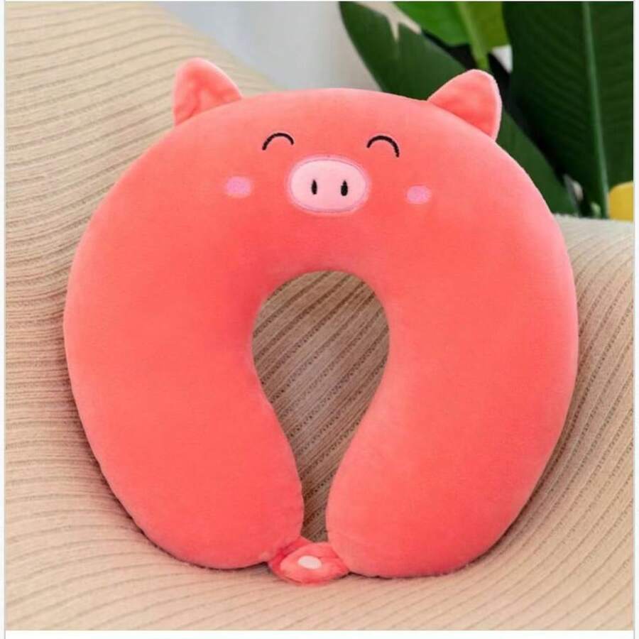 Almohada de viaje con dibujo cojin para cuello con relleno extraible y fácil de lavar - Rosa - Ver 1