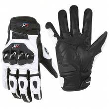 A Pair Of Short Motorcycle Gloves, Racing Gloves, Touchscreen Gloves, Winter Off-Road Protective Racing Gloves, Available In M, L, XL Sizes, Black And White Options, Suitable For All Seasons - White Short Style - View 10
