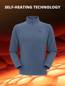 CAMEL CROWN Chaqueta de forro polar para senderismo de invierno para hombres - Azul grisáceo - Ver 2