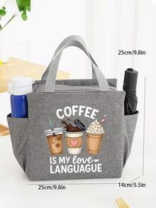 Letter Print Tote Bag, Knitting & Crochet Pattern Print, Lightweight & Minimalist Design, Suitable For Work, Travel, Outdoor Camping, Gift For Mom, Elders, Handcraft Hobbyists Lunch Bag Lunch Box Cooler Bag Waterproof Large Capacity For Women For Men For Picnic Back To School Gifts For Women Camping Essentials - Multicolor - View 6