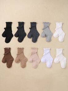 20/10/5 đôi tất cổ ngắn ren bèo nhún cho bé gái, màu kaki, thích hợp cho mùa thu/đông, thời trang cho bé gái 0-3 tuổi, lý tưởng để mặc hàng ngày và làm quà tặng, tất lửng. - Nhiều màu - Xem 3