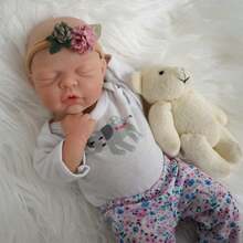 12英寸可水洗全身实心硅胶重生娃娃，3D彩绘肌肤，身穿可爱大象图案服装，触感柔软 - 白色 - 查看 4