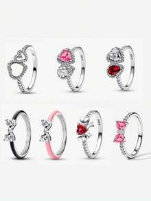 1pc S925 Lines Opening Adjustable Band Ring For Women Fashion Rhinestones Jewelry Gifts For Teen Girls Friend Family Fine Jewelry - 銀色 - 查看 12