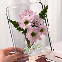 Customized Transparent Vase With Folded Edge Frame (Flower Bouquet Not Included), A Special Gift For Anniversary, Holiday, Elders, And Family - White - View 14