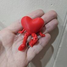 情人节可动红色爱心机器人 - 3D打印减压玩具，情人节礼物，可爱桌面装饰，缓解压力（1/6件装）