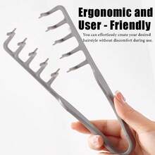 男士蓬松宽齿梳，ABS塑料材质，纹理手柄，适合蓬巴杜发型，专业宽齿纹理梳，可轻松倒梳，理发师专用梳子 - 彩色 - 查看 9