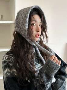 Fashionable Solid Color Pineapple Pattern Knitted Wool Warm Ear Muffs Headband, Multi-Functional Autumn/Winter Ear Warmers