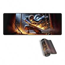 Anime Blaze Ronin Mouse Pad Extra Large Desk Mat 80x30cm NonSlip Rubber Base Durable Stitched Edges Perfect For Gaming And Office Use - As Pic - View 1