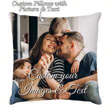 1pc Customized Family Photo/Text Design Throw Pillow Cover, Personalized Pillow Sham With Family, Lover, Friend Or Pet Image/Text, Suitable For Holiday, Party, Mother's/Father's Day, Thanksgiving, Living Room, Bedroom Decor, Year-Round Use - Multicolor - View 14