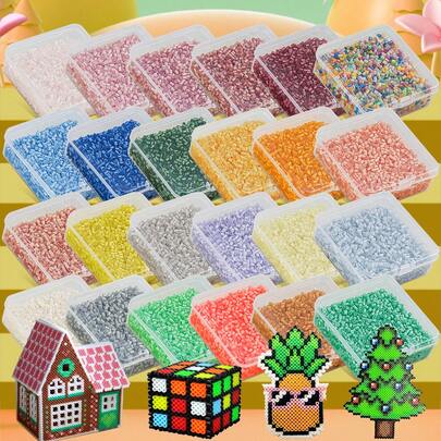 3000pcs 2.6mm Transparent Boxed Mini Fuse Beads Pixel Puzzle Iron Beads Melting Beads, High Quality DIY Craft Gift, Perfect For Christmas, Halloween, Holiday Gifts