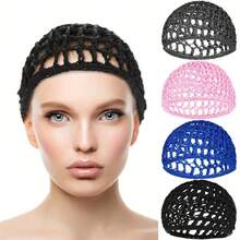 1pc Sleeping Hair Net, Silk Woven Hair Cap, Lightweight Hair Net, Comfortable Fit, Durable Mesh, Soft Material, Crochet Cap, Protective Styling, Curly Hair Care - Multicolor - View 1