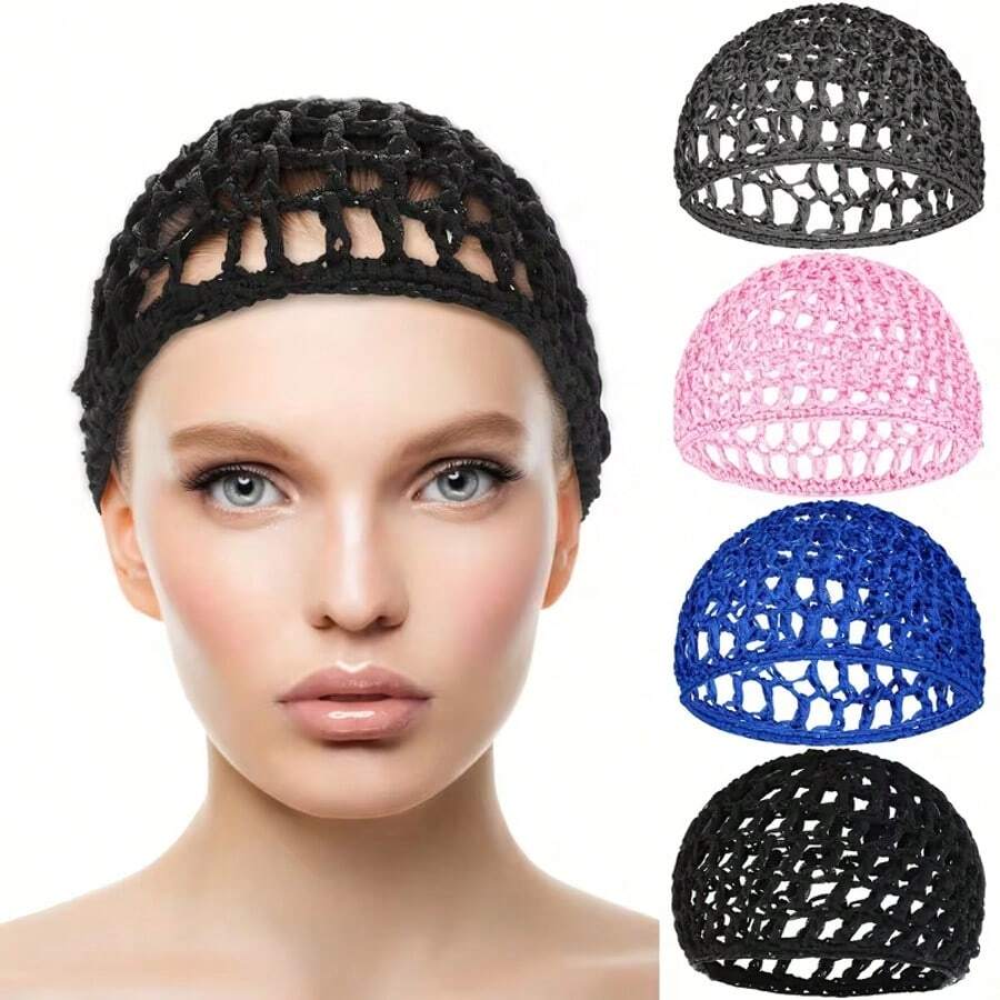 1pc Sleeping Hair Net, Silk Woven Hair Cap, Lightweight Hair Net, Comfortable Fit, Durable Mesh, Soft Material, Crochet Cap, Protective Styling, Curly Hair Care - Multicolor - View 1