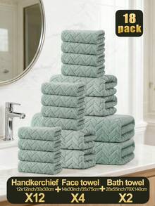 18 pezzi Set Asciugamani in Pile di Corallo [12 Fazzoletti + 4 Salviette + 2 Asciugamani da Bagno], Ultra Morbidi, Altamente Assorbenti, Amichevoli per la Pelle, Senza Sfilacciature, Senza Sbiadimento, Adatti per Casa, Hotel, Spa, Palestra, Cucina, Bagno, Viaggio, Spiaggia, Essenziali per il Bagno di Lusso, Decorazione per la Casa, Accessori per il Bagno, Confezionamento sottovuoto (Disponibili in Più Colori)