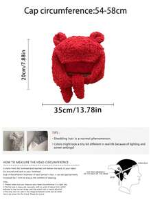 Cute Bear Ear Trapper Hat, Women's Autumn/Winter Knitted Earflap Beanie, Thermal Lined Bear Ear Knit Ski Cap, Thick Warm Hat For Women - Little Ears Bear Lamb Fleece - View 3