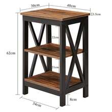 VECELO Set Of 2 Nightstand With 3-Tier Open Shelves - X-Shape Metal Frame Bedside Table, Small End Table For Bedroom & Living Room,Brown - Brown - View 7