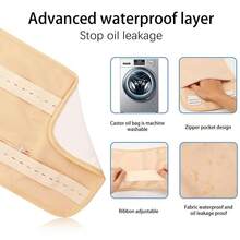 1pc|2Set Organic Castor Oil Pack Wrap - Reusable Castor Oil Compress Wrap Kit With Adjustable Elastic Shoulder Straps - Organic Flannel Castor Oil Packs - Waterproof & Oil-Proof - Machine Washable