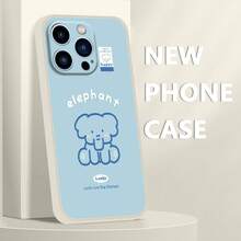 Sitting Elephant TPU New Phone Case For Women, Compatible With IPhone 11 12mini/13/14/15/16/17 Air Apple Series, Fashionable Cute Aesthetic For Girls, For IPhone X/XS/XR/XSMAX, Ins Simple Artistic Couple Women's Protective Soft Case, Suitable For Four Seasons Gift - Trộn màu 1 - Xem 5