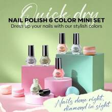 Modelones Nail Polish Set 6 Colors Green Blue Nude Glitter Nail Polish Kit Quick Dry Finger Mini Bulk Manicure DIY Nail Art Salon Home Gifts For Women Girls - ColorA - 查看 8