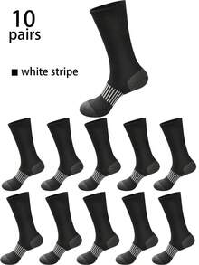 10/5/1 Par de calcetines de tripulación de unicolor para hombres de talla grande, versátiles para deportes y uso casual, resistentes al olor y transpirables, calcetines de tripulación suaves, elásticos y cómodos, aptos para uso diario unisex - Multicolor - Ver 22