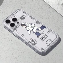Happy Space Kid Astronaut Element-Design Phone Case, Suitable For IPhone Models 16, 15, 14 Pro Max, 13, 12, 11, XR, XS Plus Phone Cases, Made Of TPU Silicone Material, Providing Shock And Drop Protection, With Drop Protection Function, And Has A Very Good Hand Feel. It Is The Most Suitable Gift For Family, Friends, And Loved Ones. - Clear - View 4