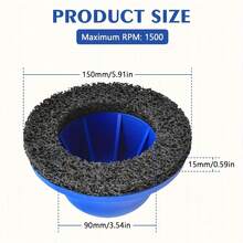 5.91 Inch Silica Carbide Grinding Wheel With Drill Bit Adapter - Professional Surface Preparation And Cleaning Kit For Automotive, RV, And Powersports - Tire Changing And Rust Removal Tool, Car Tire Cleaning Tool | Ergonomic Handle | Durable Construction - Blue - View 3