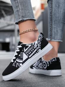 Tênis Casuais Femininos, Sapatos de Lona da Moda, Sapatos de Sola Macia para Skate, Sapatos Casuais para Uso Externo, Tênis Esportivos de Estilo Universitário, Sapatos de Cano Baixo Plus Size