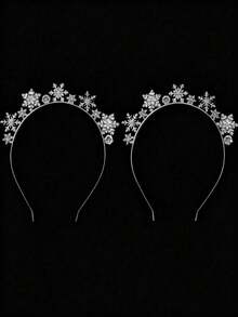 1pc/2pcs Christmas Snowflake Elegant Glass Snowflake Headband, Suitable For All Seasons, Wedding Decoration, Crown Headband, Evening Dress Accessory, Rhindiamond Headpiece - Silver - View 11