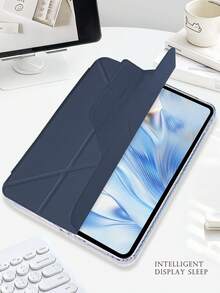 1个亚克力Y型折叠平板保护套，深蓝色，兼容iPad 9代10.2英寸/Air 4/5、10代10.9英寸、Pro 11英寸、12.9英寸、Air 11英寸（M2）2024/M3 2025、iPad（A16）11英寸/11代2025、Air 13英寸（M2）2024、Mini 6/7、9.7英寸、10.5英寸等型号，磁吸式闭合，多角度支架，笔槽，高透明亚克力外壳，睡眠/唤醒功能，休闲/简约/经典/商务风格，双面保护膜，使用前请撕掉。 - 深藍 - 查看 5