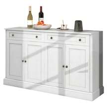 Large Sideboard With 4 Doors And 2 Drawers, Modern Buffet Cabinet For Dining Room And Living Room, 150 X 40 X 86 Cm (L/W/H) – (Antique White) - White - View 1
